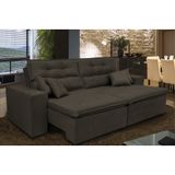 Sofá Cairo 2,32m Retrátil, Reclinável Tecido Suede Café