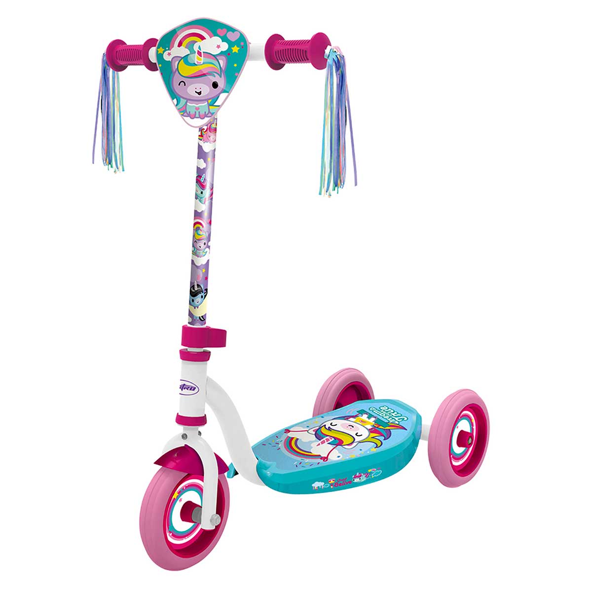 Patinete Rosa 3 Rodas Com Cesto Som E Led Havan Toys - HBR0444