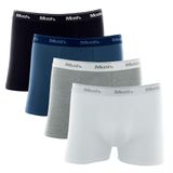 Kit Cueca Boxer Mash 4 Peças Masculina Algodão Elástico Cinza mescla claro M