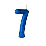 Vela Aniversário N7 Cintilante Blue Regina 1un