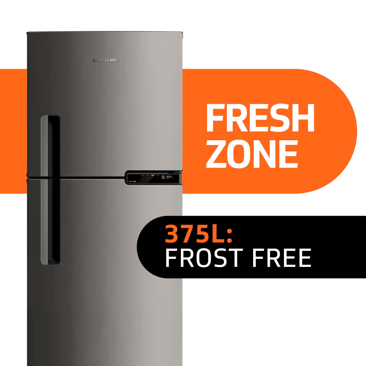 Geladeira Brastemp Frost Free Duplex 375 litros Inox com Compartimento Extrafrio Fresh Zone BRM44HK 220 volts selo