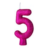 Vela De Aniversário N 5 Cintilante Regina Pink 1 Unidade