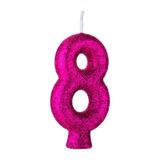 Vela De Aniversário N 8 Cintilante Regina Pink 1 Unidade