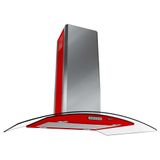 Coifa Ilha Terim 75cm Vidro Curvo Vermelho com Inox