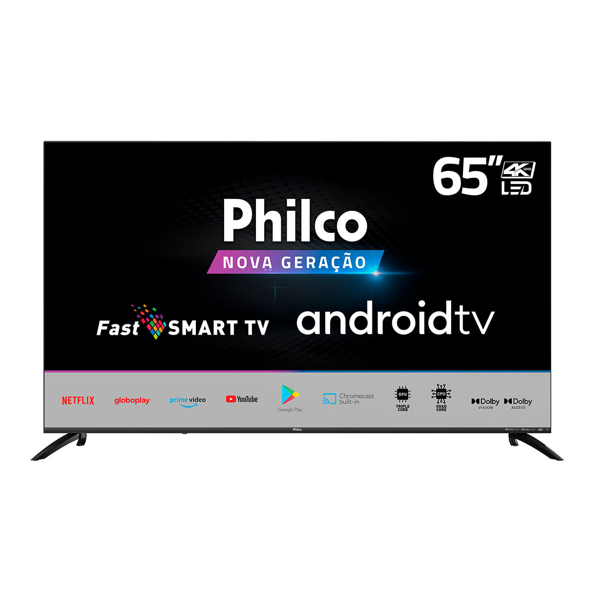 Smart TV 4K LED 65" Philco Fast TV PTV65G70AGCBL UHD WIFI Integrado Preta