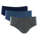 Kit Cueca Slip Mash 3 Peças Masculina Elástico Algodão Cinza mescla escuro P