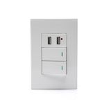 Interruptor Duplo Branco 2 Portas Usb  Adaptador Celular 021