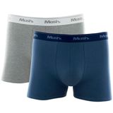 Kit Cueca Boxer Mash 2 Peças Masculina Algodão Elástico Azul jeans escuro P