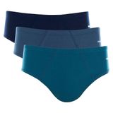 Kit Cueca Slip Mash 3 Peças Masculina Elástico Algodão Azul petróleo G