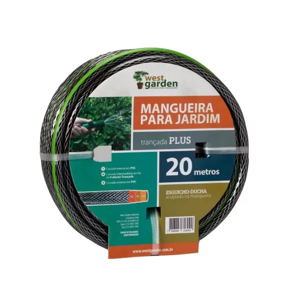 Mangueira Trançada MJT 20m Com Esguicho West Garden