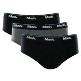 Kit Cueca Slip Mash 3 Peças Masculina Algodão Elástico Cinza mescla escuro G