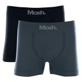 Kit 2 Peças Cueca Mash Boxer Sem Costura Microfibra Preto 01 M