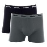 Kit Cueca Boxer Mash 2 Peças Masculina Algodão com Elástico Cinza chumbo Xxgg