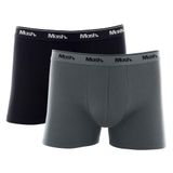 Kit Cueca Boxer Mash 2 Peças Masculina Algodão Elástico Cinza chumbo P