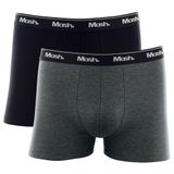 Kit Cueca Boxer Mash 2 Peças Masculina Algodão Elástico Cinza mescla escuro P