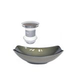 Cuba De Vidro Oval Chanfrada 46cm Ouro Envelhecido + Valvula