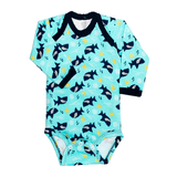 Body bebê menino-Bener Baby's-verde baby shark-manga longa