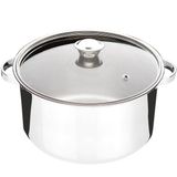 Panela Grande De Inox 10 Litros Caçarola Com Tampa De  Vidro Zanella