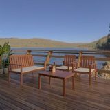 Conjunto Para Jardim Com Mesa Lateral, 2 Poltronas E Banco Em Madeira Maciça Havelock Cedro Rosa Madeira