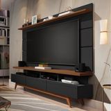Rack Com Painel Para Tv Até 72 Polegadas Vivare Wood Móveis Germai  Móveis  Germai Black Freijó