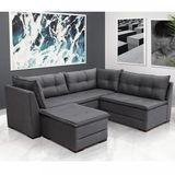 Sofá De Canto 6 Lugares Lyon Living Grafite