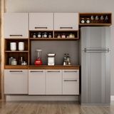 Cozinha Compacta Suspensa 6 Portas 2 Gavetas Liz Chf Carvalho/off White