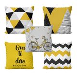 Almofadas Amarelas Decorativas E Geométricas Para Sala 40X40