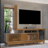 Estante Home Para Tv Até 60 Polegadas 2 Portas Rodízios Frizz Plus Madetec Fendi/naturale