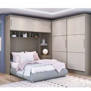 Guarda Roupa Modulado Com Ponte Casal 4 Portas 3 Gavetas Classic Móveis Castro Niquel/blanc