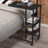 Mesa Lateral De Apoio Industrial Com Rodízio Fit Yescasa Preto