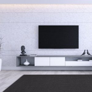 Tapete Sisal Para Sala De Estar Liso Casual Apaeb Preto