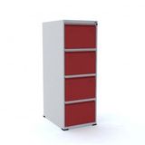 Gaveteiro Arquivo Em Aço 4 Gavetas Pandin Móveis Cinza/vermelho