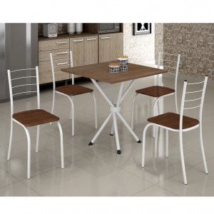 Conjunto Mesa Rendonda 4 Cadeiras Imbuia Rio Móveis Teixeira Branco/marrom/imbuia