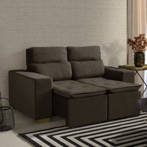 Sofá Luxemburgo 2 Lugares Retrátil Reclinável 1,50m Yescasa Marrom