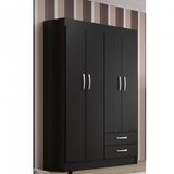 Guarda Roupa Solteiro 4 Portas 2 Gavetas Atalaia Black Evidência Móveis Preto
