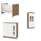 Quarto De Bebê Com Berço, Guarda Roupa 2 Portas 3 Gavetas E Cômoda Sapateira Katatau Móveis Reller Branco Brilho/mezzo Fosco