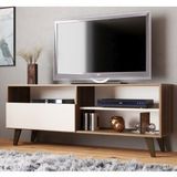 Rack para TV até 55 Polegadas 3 Nichos 1 Porta Detroit J Carvalho Noguera/Off White