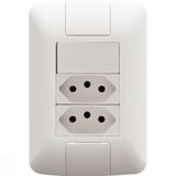 Conjunto 4x2 Com 1 Interruptor Simples 6 A 250 V E 2 Tomadas 2p+t 20 A 250 V Tramontina Aria Branco Tramontina