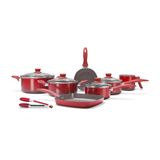 Jogo de Panelas Antiaderentes Brinox Ceramic Life Easy Vermelha 7 Peças + Pegador