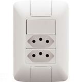 Conjunto 4x2 Com 1 Interruptor Simples 6 A 250 V E 2 Tomadas 2p+t 10 A 250 V Tramontina Aria Em Branco Tramontina