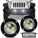 Farol Redondo Strobo Estrobo Safetycar Luz Milha Power Led Super Branco Par