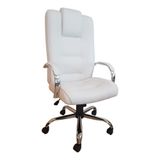 Cadeira Escritório Presidente Classic Branca Cromada Relax