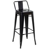 Banqueta alta Iron Tolix com encosto - 76 cm - Preto - Semibrilho