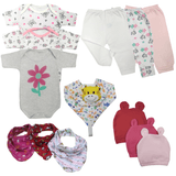 Kit 13 Peças Roupa De Bebê Body Mijão Touca Naninha Bandana