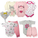 Kit Body Mijão Naninha Roupa Para Bebê 8 Pç Conjunto Fofinho