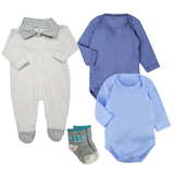 Kit 5 Peças Roupa De Bebê Inverno Body Macacão Meias Barato