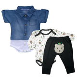 Kit Roupa de Bebê Barato 3 Peças Menino Menina Estilosa