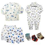 Kit 7 Pçs Roupa De Bebê Maternidade Estampado Menino Menina