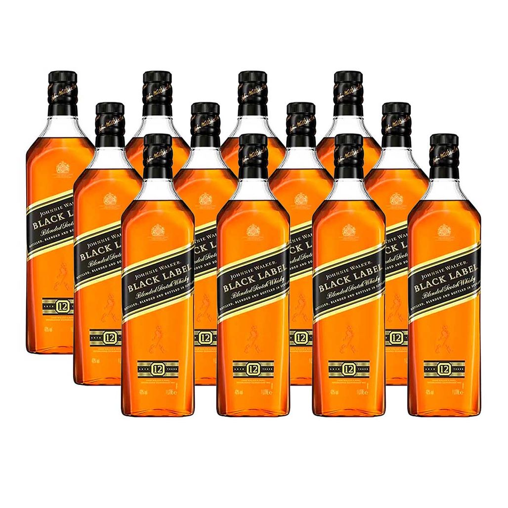 Whisky Escocês Johnnie Walker Black Label 12 anos 1litro caixa com