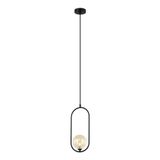 Pendente Luminaria Lustre Cadre Metal Vidro 1xg9 Champ Preto